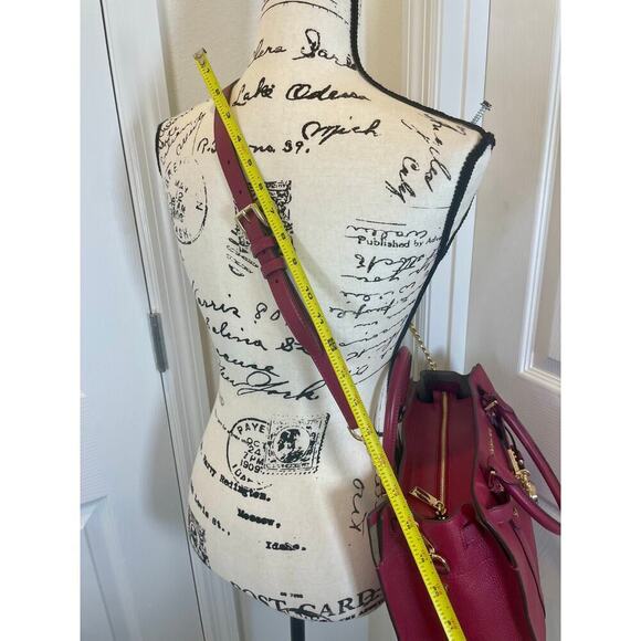 MICHAEL KORS NOUVEAU LARGE SATCHEL BAG PADLOCK KEY CROSSBODY BERRY VERSATILE - Picture 13 of 16